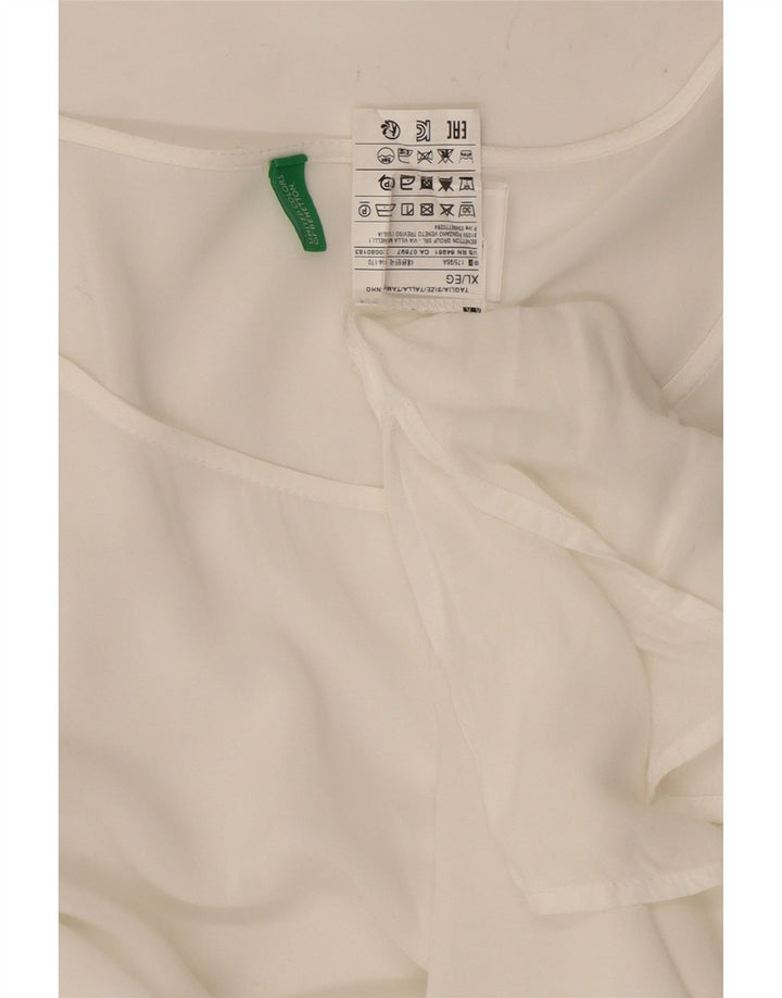 Damski top Benetton z rękawem 3/4, UK 18 XL, biała wiskoza