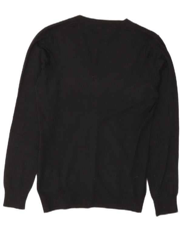 Damski sweter Zara z dekoltem w kształcie litery V, UK 12, średnia czarna wiskoza