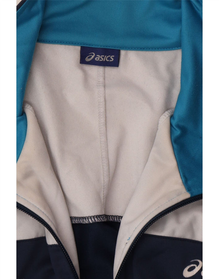 Męska kurtka dresowa Asics z grafiką, duża, granatowa, z blokami kolorów