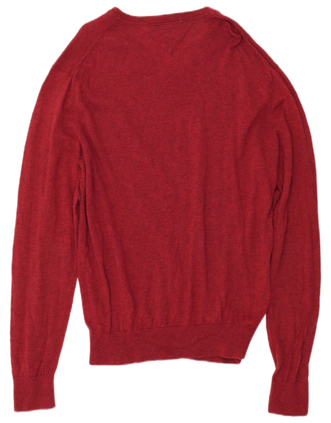 Męski sweter TOMMY HILFIGER z dekoltem w kształcie litery V, 2XL, czerwona wełna