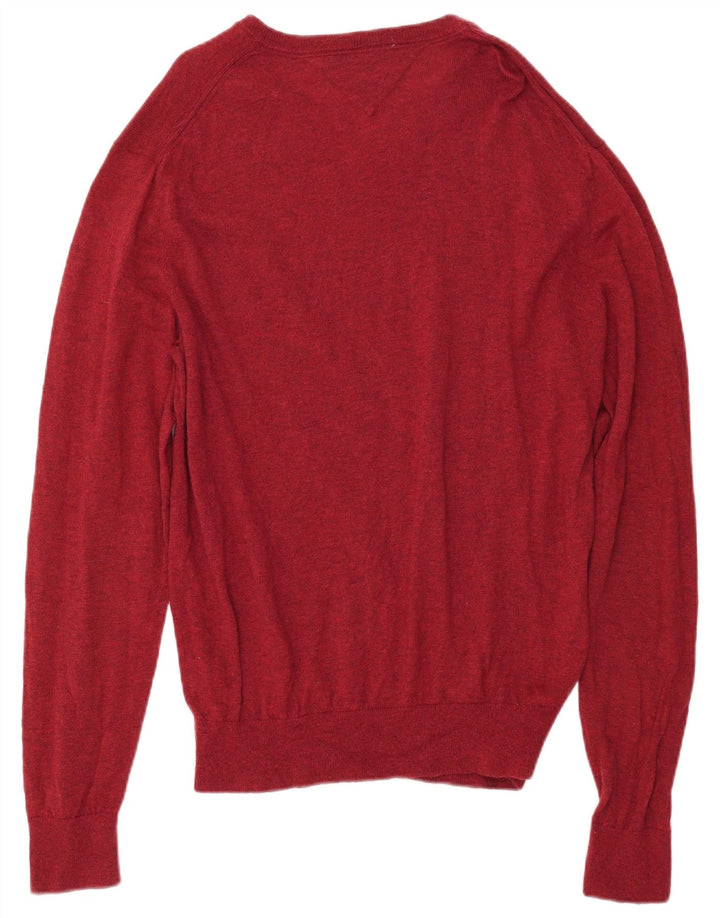 Męski sweter TOMMY HILFIGER z dekoltem w kształcie litery V, 2XL, czerwona wełna