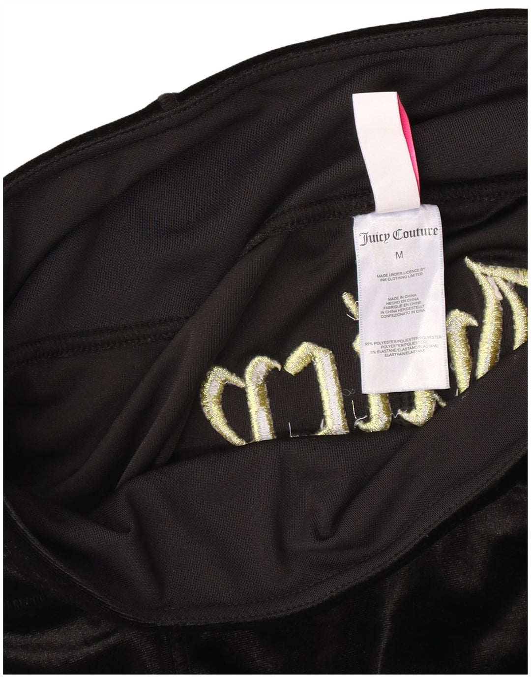 Damskie legginsy Juicy Couture z grafiką welurową UK 12, średni czarny poliester