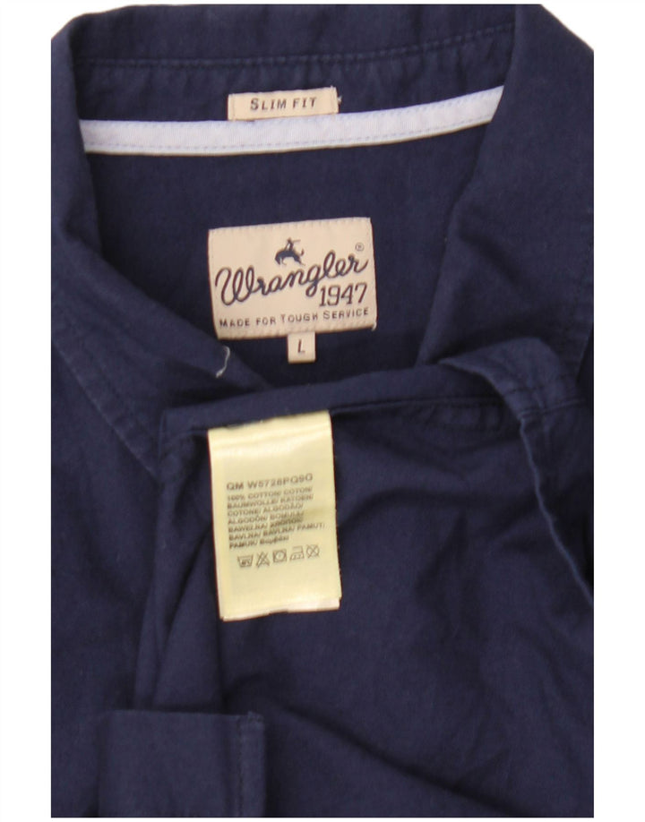 Koszula męska Wrangler Slim Fit, duża, granatowa, bawełniana