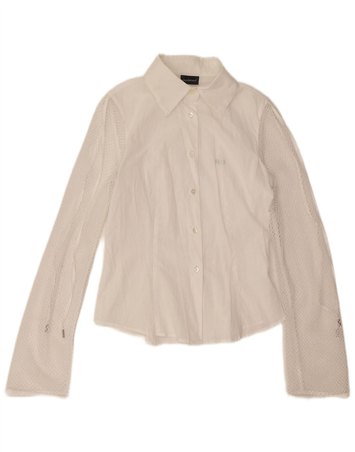 Damska bluzka koszulowa Roccobarocco UK 8, mała biała
