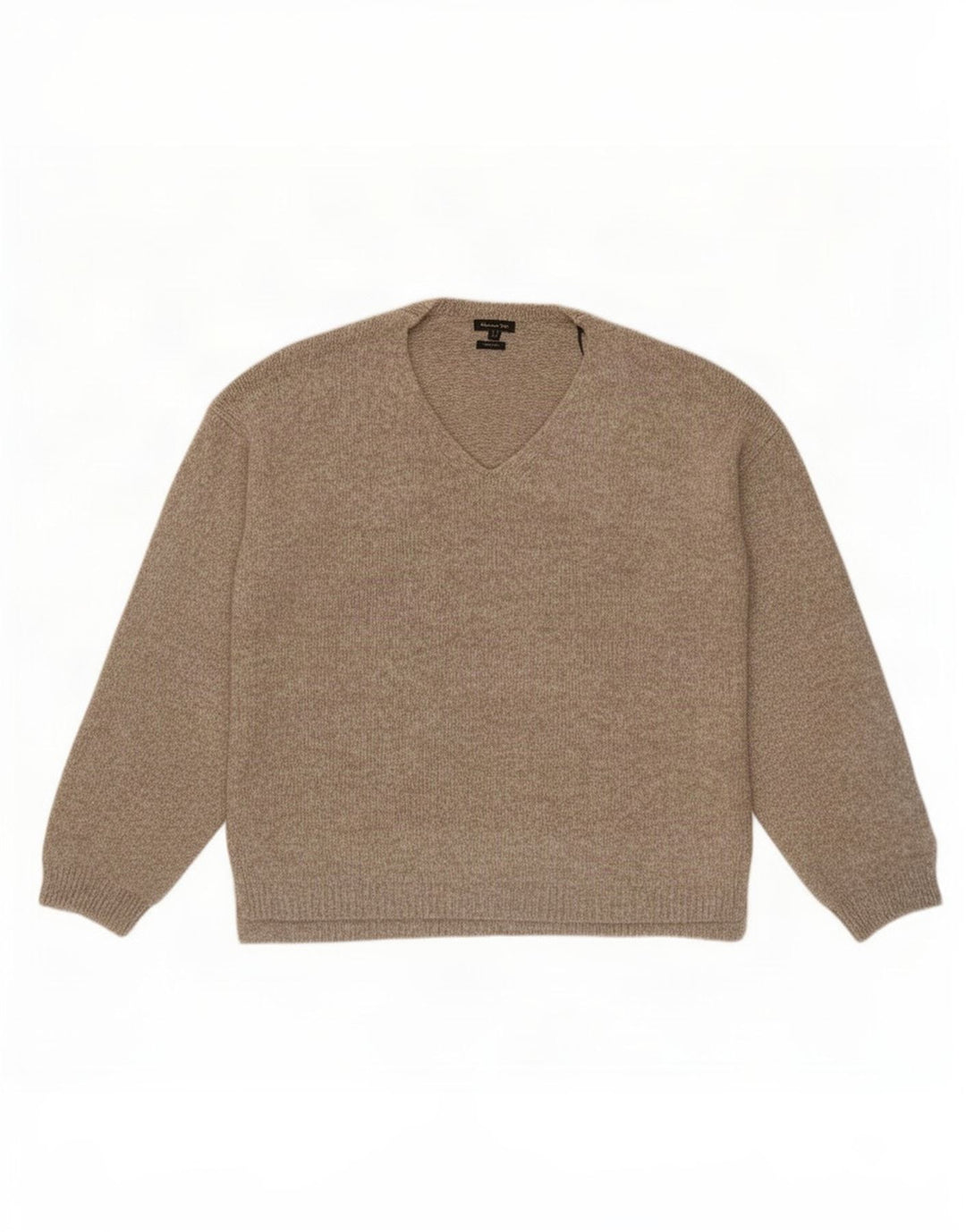Męski sweter Massimo Dutti z dekoltem w kształcie litery V, średnio beżowy poliamid