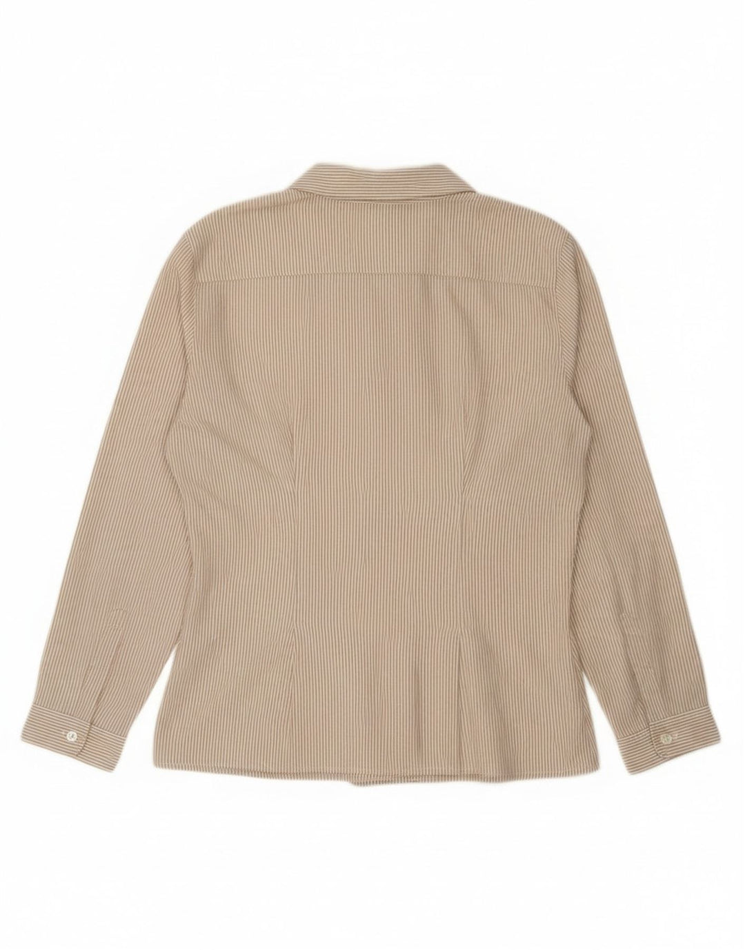 Koszula damska Vintage UK 14, bawełniana w prążki, w kolorze średniego beżu