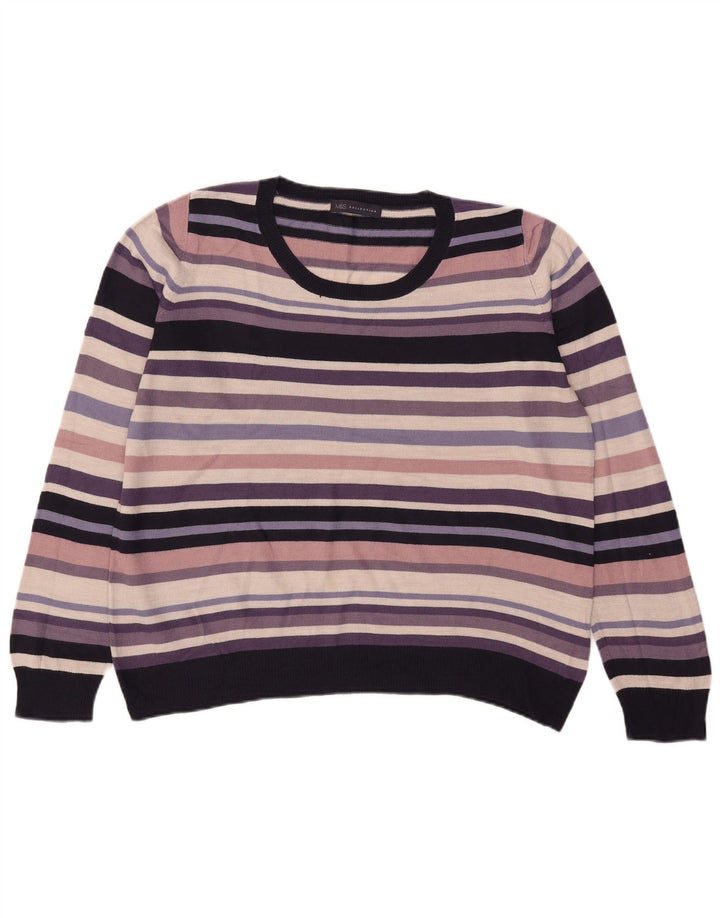 Marks & Spencer Damski sweter z dekoltem w łódkę, UK 16, duży, wielokolorowy