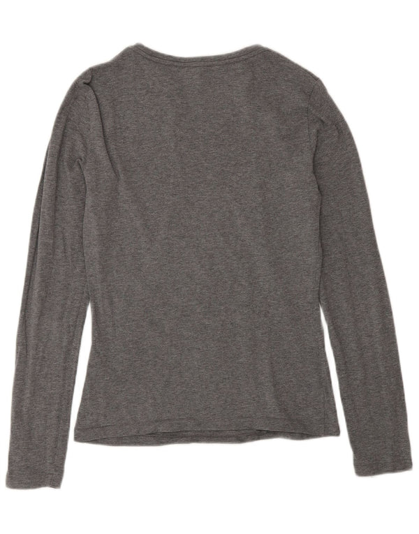 Damski top z grafiką Armani Jeans z długim rękawem, UK 12, średnioszary, bawełniany