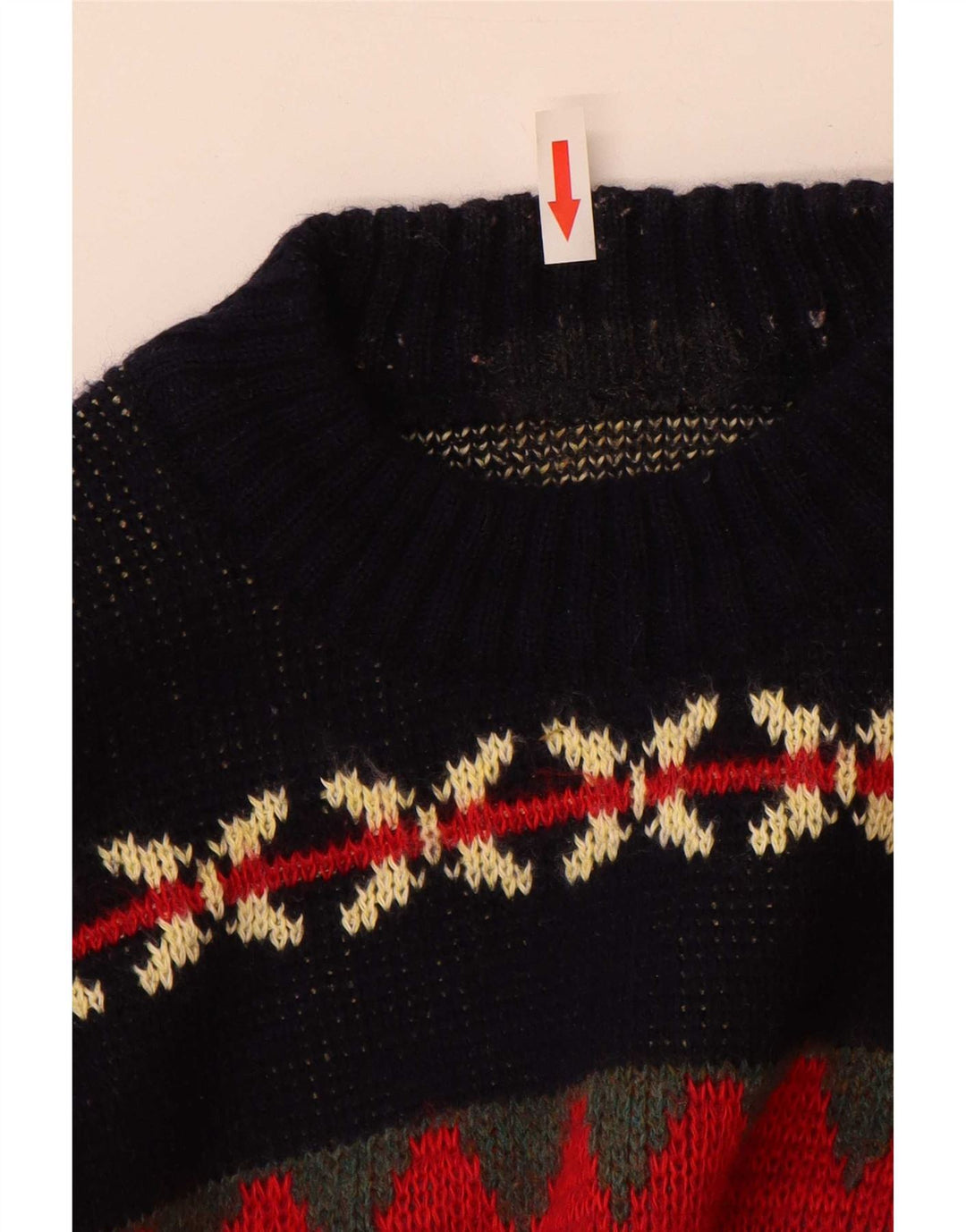 Vintage męski sweter z okrągłym dekoltem, duży, wielobarwny Fair Isle
