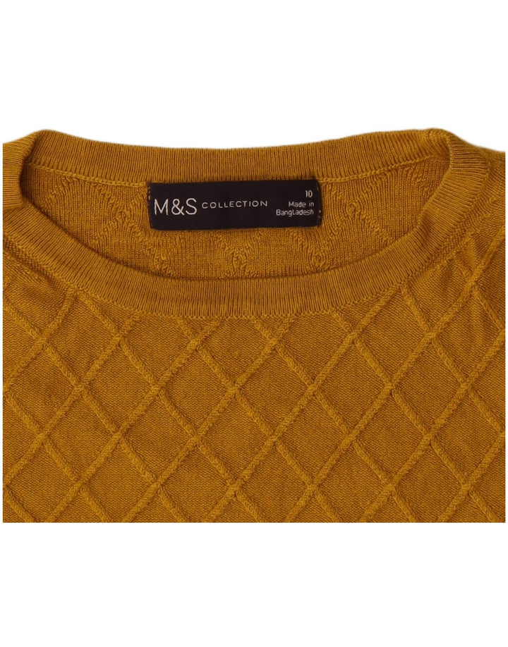 Marks & Spencer Damski sweter z okrągłym dekoltem, UK 10, mała żółta kratka