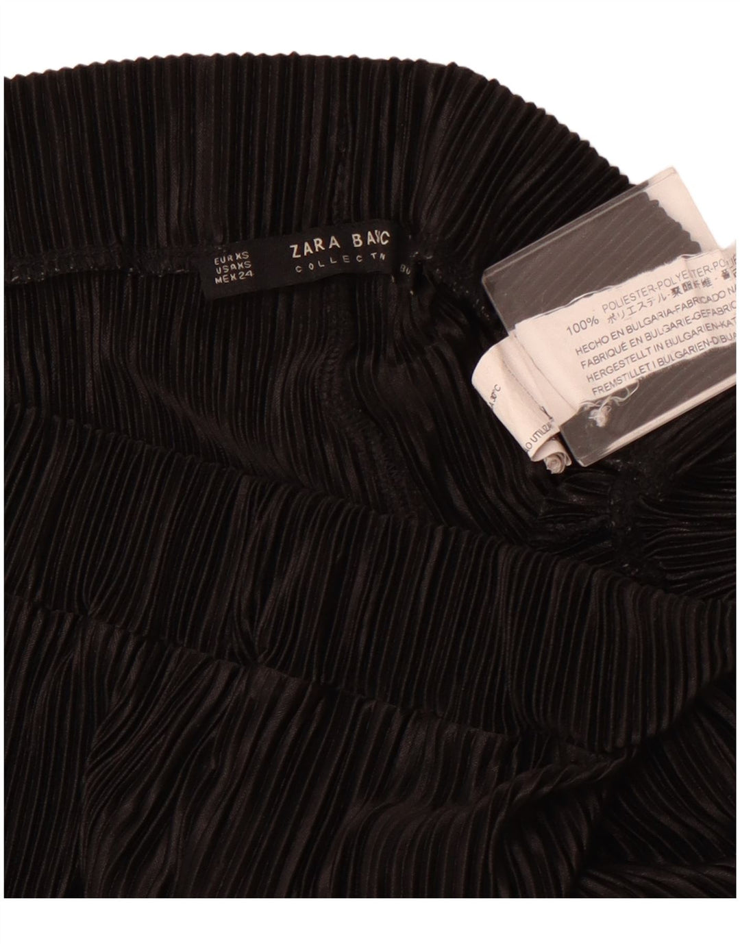 Damskie spodnie Capri z szeroką nogawką ZARA XS W24 L23 Czarny poliester