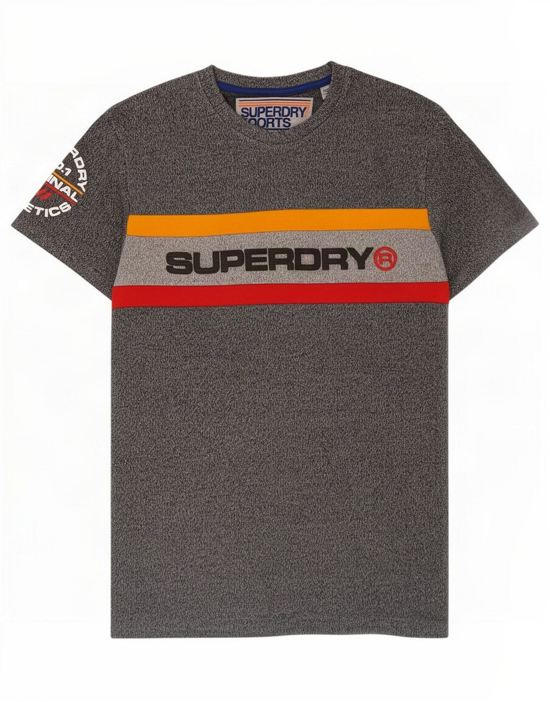 Męski T-shirt Superdry z grafiką, duży, szary, z blokami kolorów
