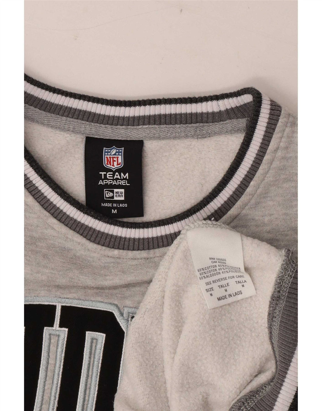 Męska bluza New Era Raiders z grafiką, bawełniana w średnie szare paski