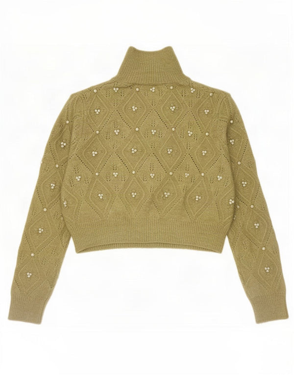 Damski sweter z golfem Zara UK 12 Medium Khaki Argyle/Diament