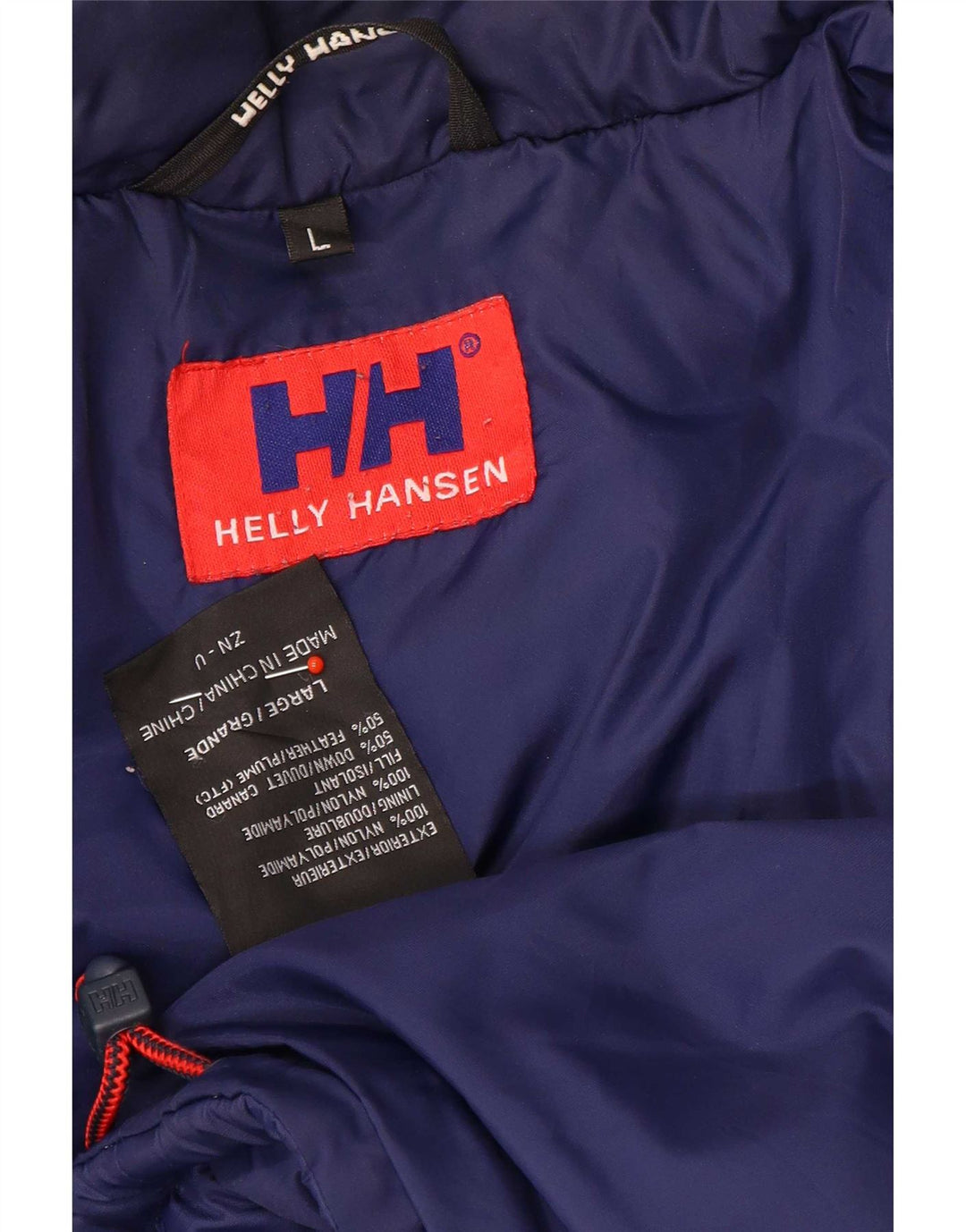 Męska wyściełana kurtka Helly Hansen Graphic UK 40, duży, niebieski nylon w bloki kolorów