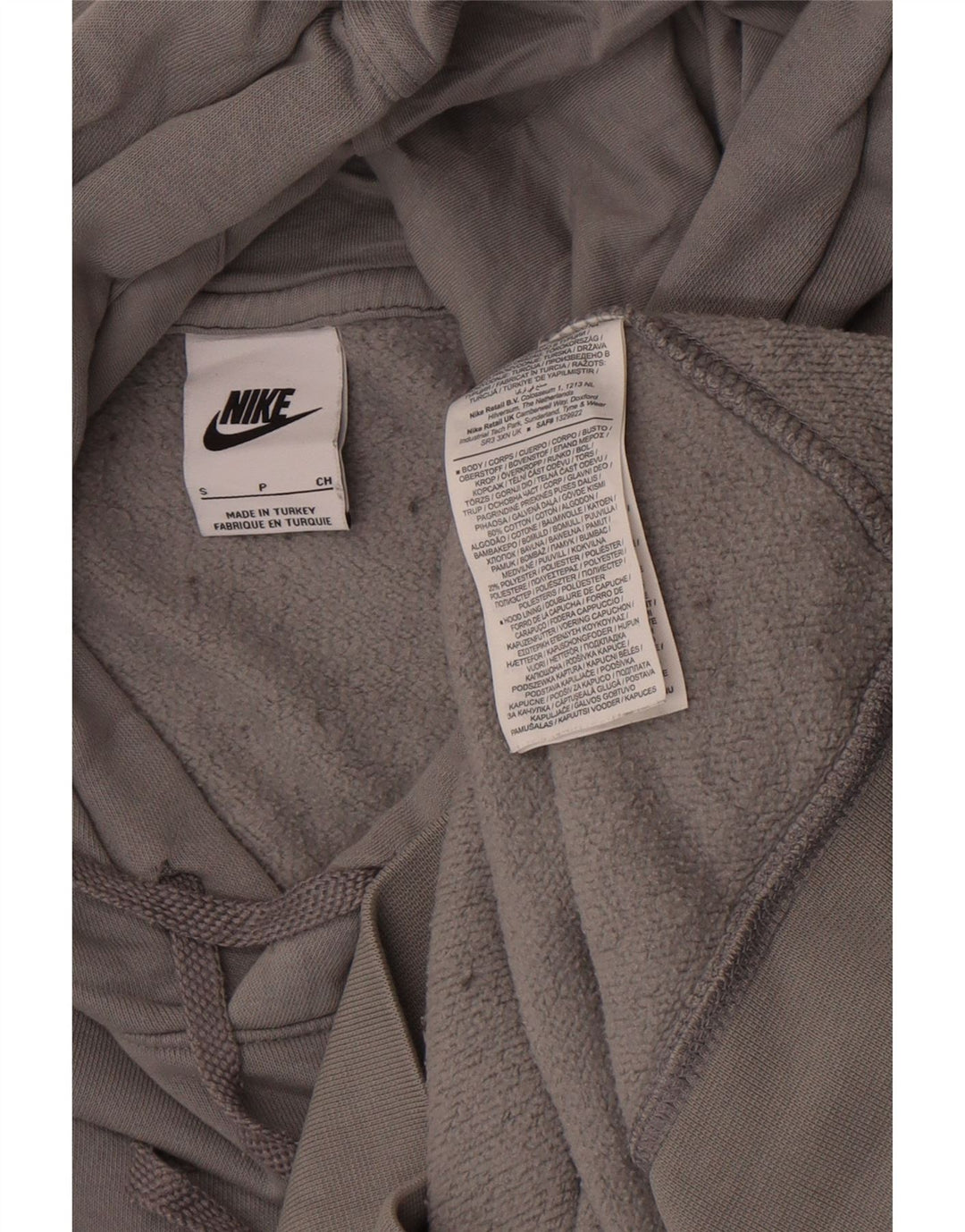 Męski sweter z kapturem Nike z grafiką, mały, szary, bawełniany