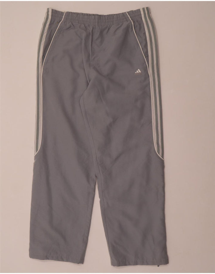 Męskie spodnie dresowe Adidas, duże, szare, z blokami kolorów, poliestrowe