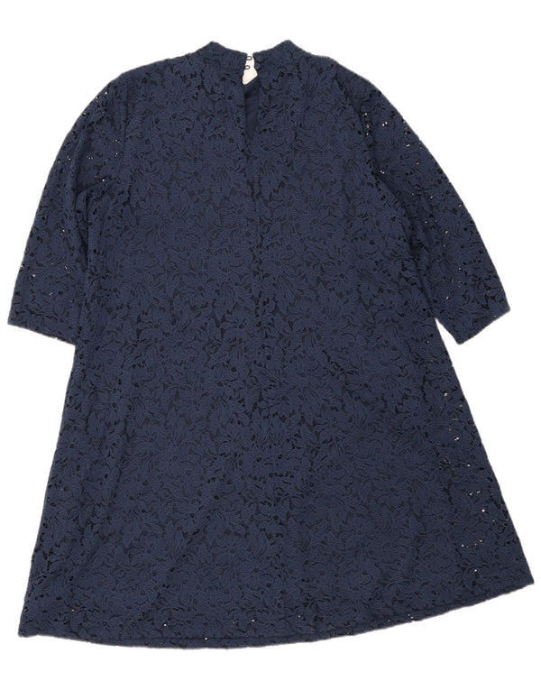 Marks & Spencer Damska Sukienka A-Line z Rękawem 3/4 UK 20 2XL Granatowo-Kwiatowa