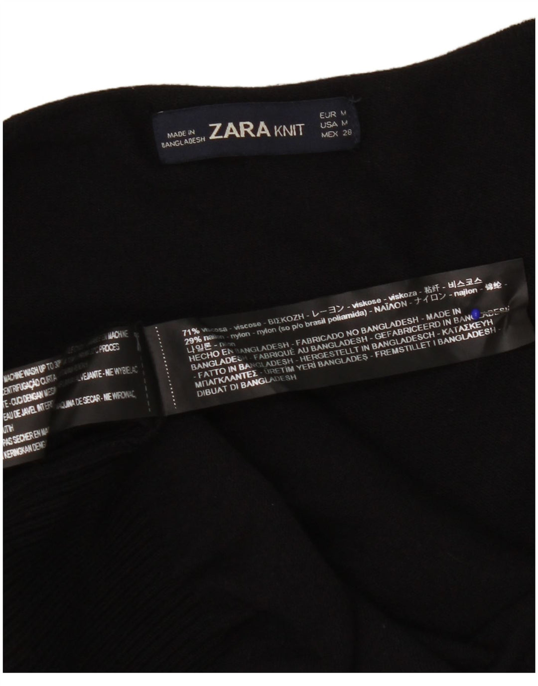 Sweter damski Zara z otwartym kardiganem UK 14, średni czarny wiskoza