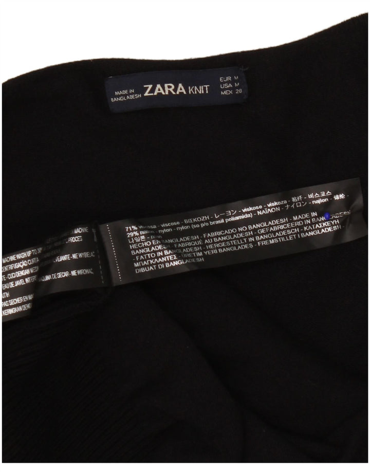 Sweter damski Zara z otwartym kardiganem UK 14, średni czarny wiskoza
