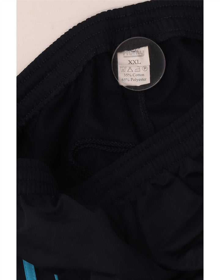 Męskie spodnie dresowe w stylu vintage 2XL, poliester w granatowe paski