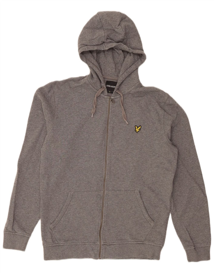 Męski sweter z kapturem i zamkiem błyskawicznym Lyle & Scott Średnioszary, bawełniany nakrapiany