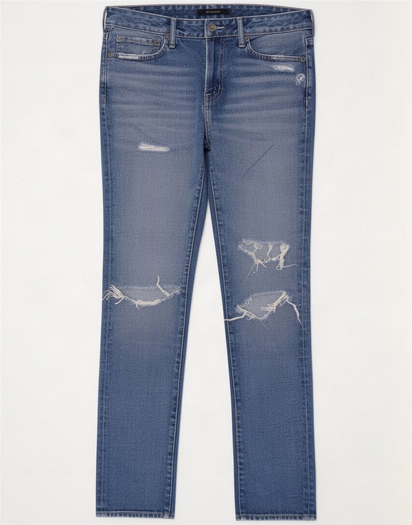Abercrombie & Fitch Womens Distressed Skinny Jeans W29 L30 Blue Cotton
