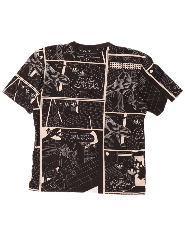 ADIDAS Mens Graphic T-Shirt Top Small Black Cotton Comics