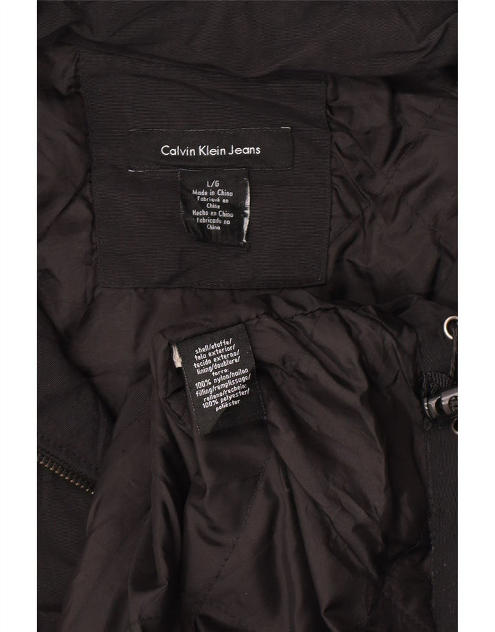 Męska kurtka wiatrówka z kapturem Calvin Klein Jeans UK 40, duża, czarna, nylonowa