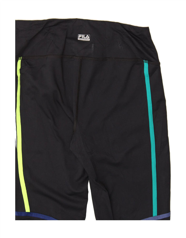 FILA Womens Abstract Pattern Leggings UK 14 Medium Navy Blue Vintage Fila and Second-Hand Fila from Messina Hembry 