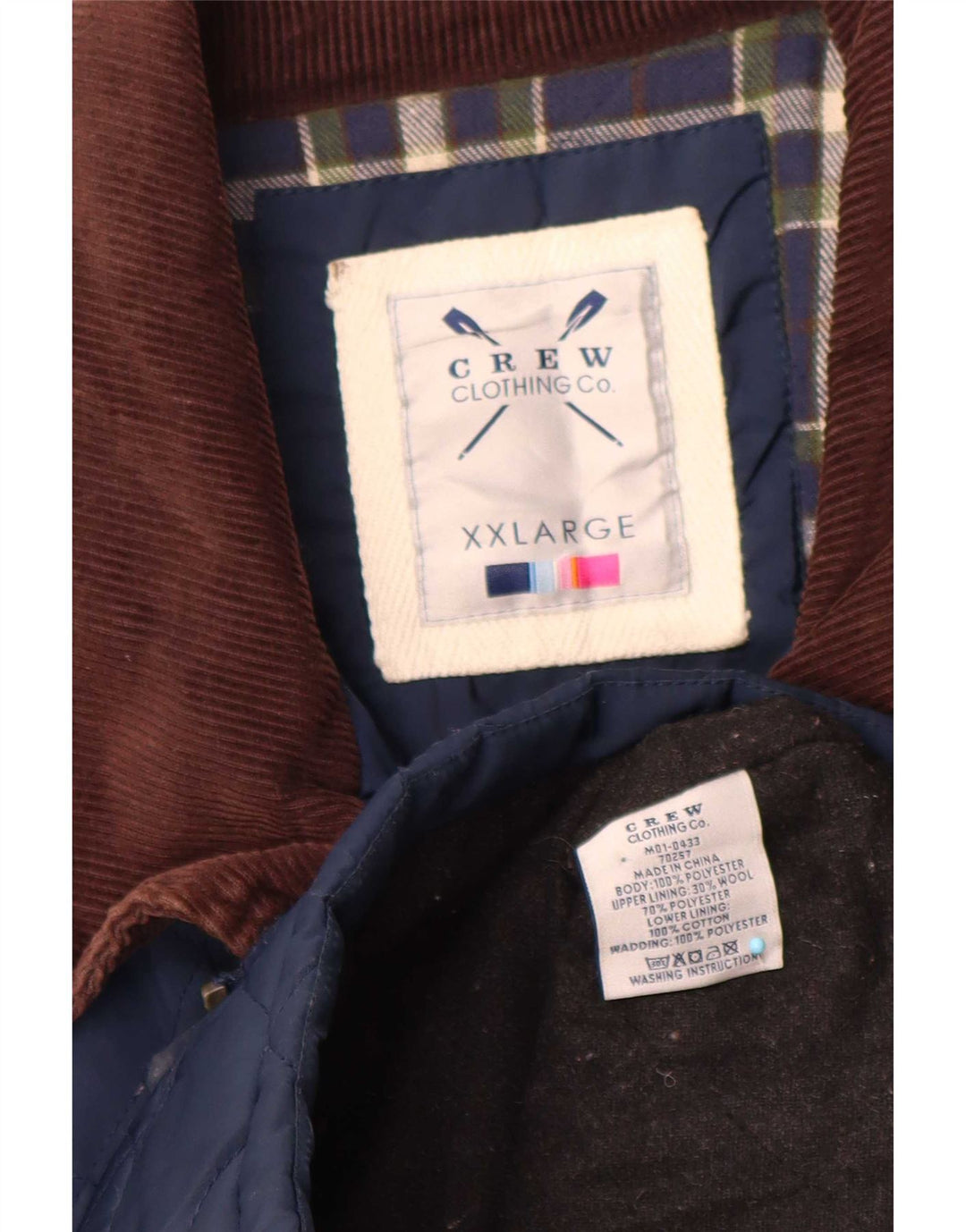 Crew Clothing Męska pikowana kurtka UK 44 2XL Granatowy poliester z blokami kolorów
