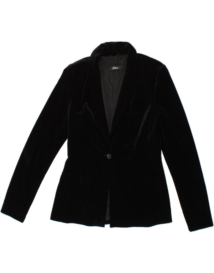 S.OLIVER Womens 1 Button Blazer Jacket UK 8 Small  Black Polyester Vintage S.Oliver and Second-Hand S.Oliver from Messina Hembry 