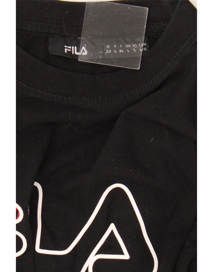 Męski T-shirt z grafiką Fila, duży, czarny