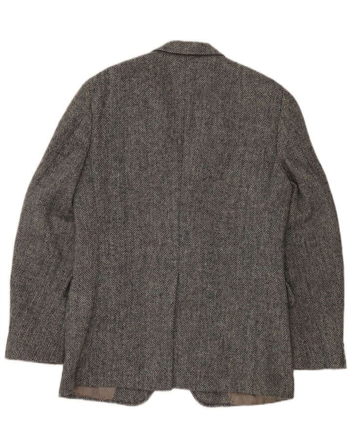 J.S.A. BANK Męska marynarka zapinana na 2 guziki UK 38 Średnioszara wełna w jodełkę