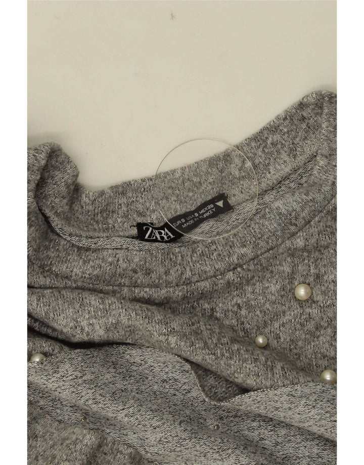 Damski top oversize Zara z rękawem 3/4, UK 10, mały, szary nakrapiany