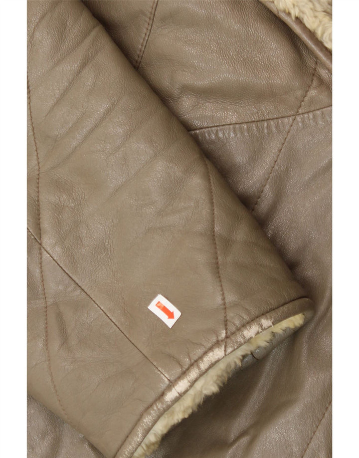 VINTAGE Womens Shearling Jacket UK 16 Large Green Vintage Vintage and Second-Hand Vintage from Messina Hembry 