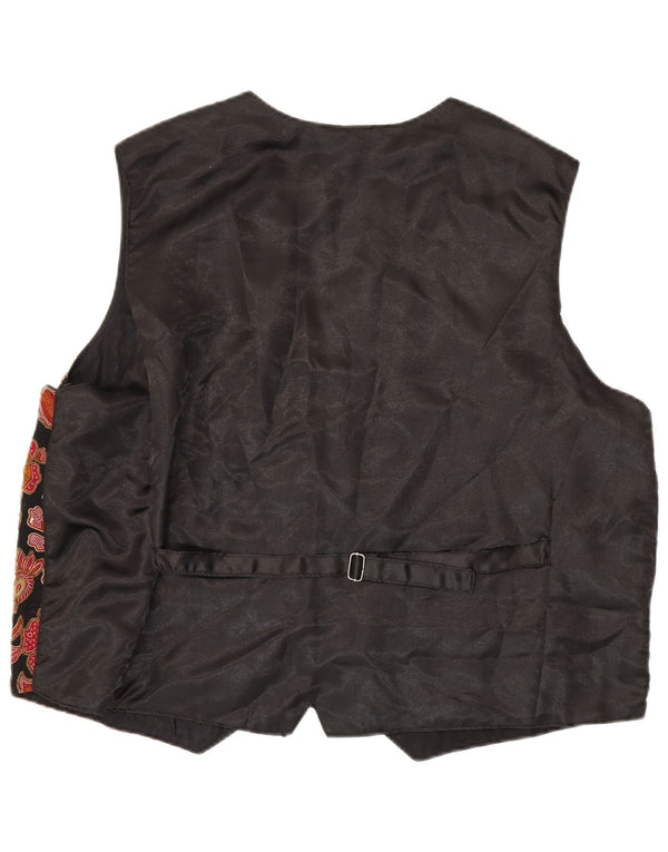 Kamizelka damska Vintage UK 18 XL Czarna w kwiaty