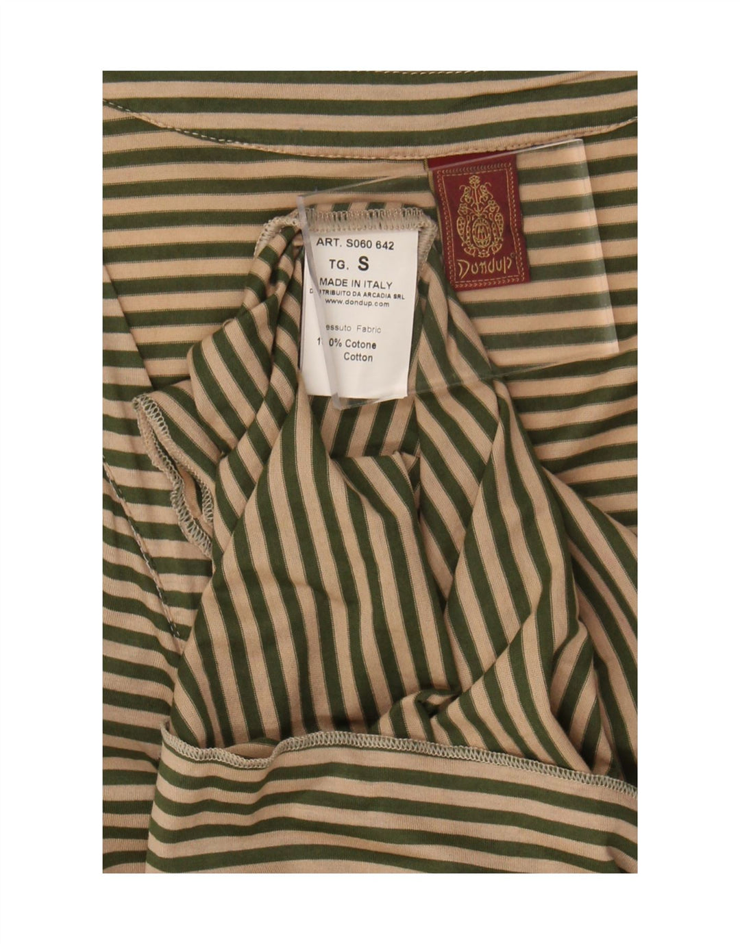 Damska bluzka Dondup z wiązaniem z przodu, UK 10, mała, beżowa, bawełniana w paski