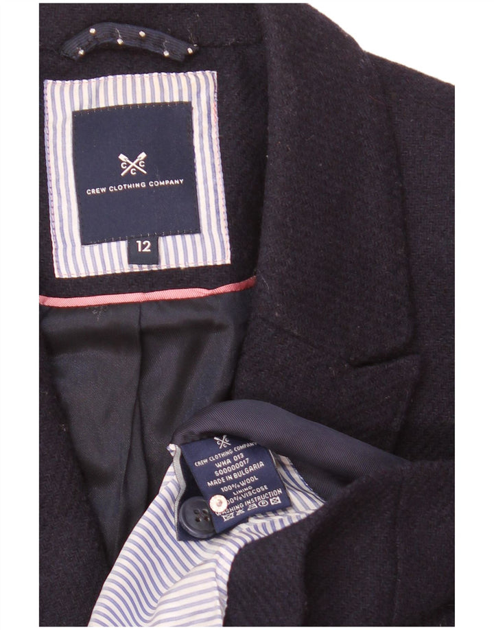 Crew Clothing Damska marynarka zapinana na 2 guziki UK 12 Średni granatowy wełniany