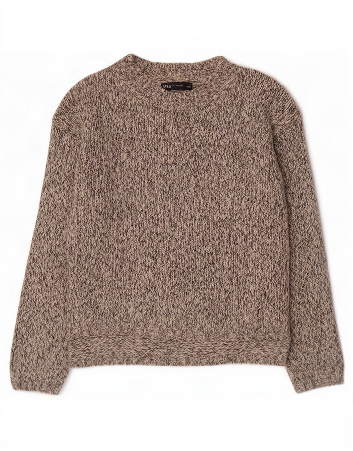 Marks & Spencer Damski sweter z dekoltem w łódkę UK 14 Średni szary nakrapiany