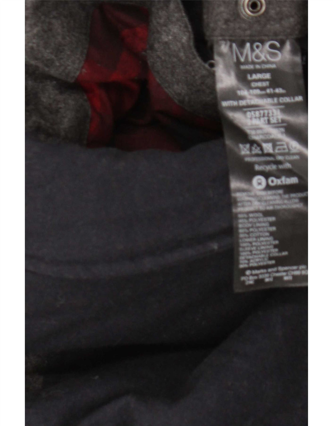 Marks & Spencer Męska ocieplana kurtka UK 41, duża, szara wełna w blokach kolorów