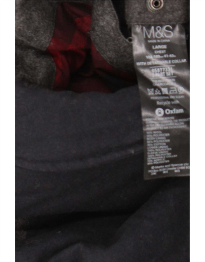 Marks & Spencer Męska ocieplana kurtka UK 41, duża, szara wełna w blokach kolorów