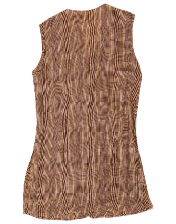 VINTAGE damski zestaw 2-częściowy z 4 guzikami, UK 10, mały, W28, brązowy octan w kratkę