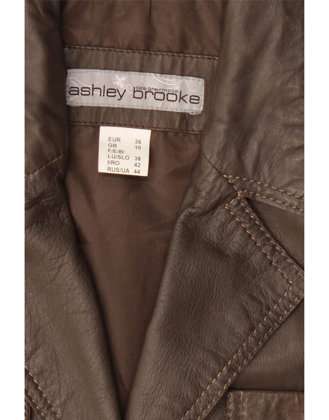 ASHLEY BROOKE Womens Leather Coat UK 10 Small Brown Leather Vintage Ashley Brooke and Second-Hand Ashley Brooke from Messina Hembry 