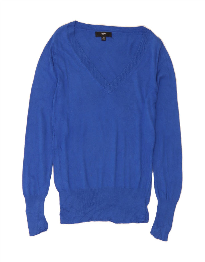 MOSSIMO Womens V-Neck Jumper Sweater UK 14 Medium Blue Nylon Vintage Mossimo and Second-Hand Mossimo from Messina Hembry 