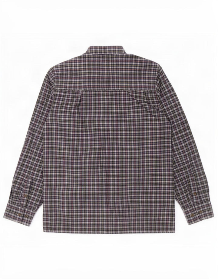 Męska koszula flanelowa w stylu vintage, rozmiar 39/40, bawełniana w średnią niebieską kratkę