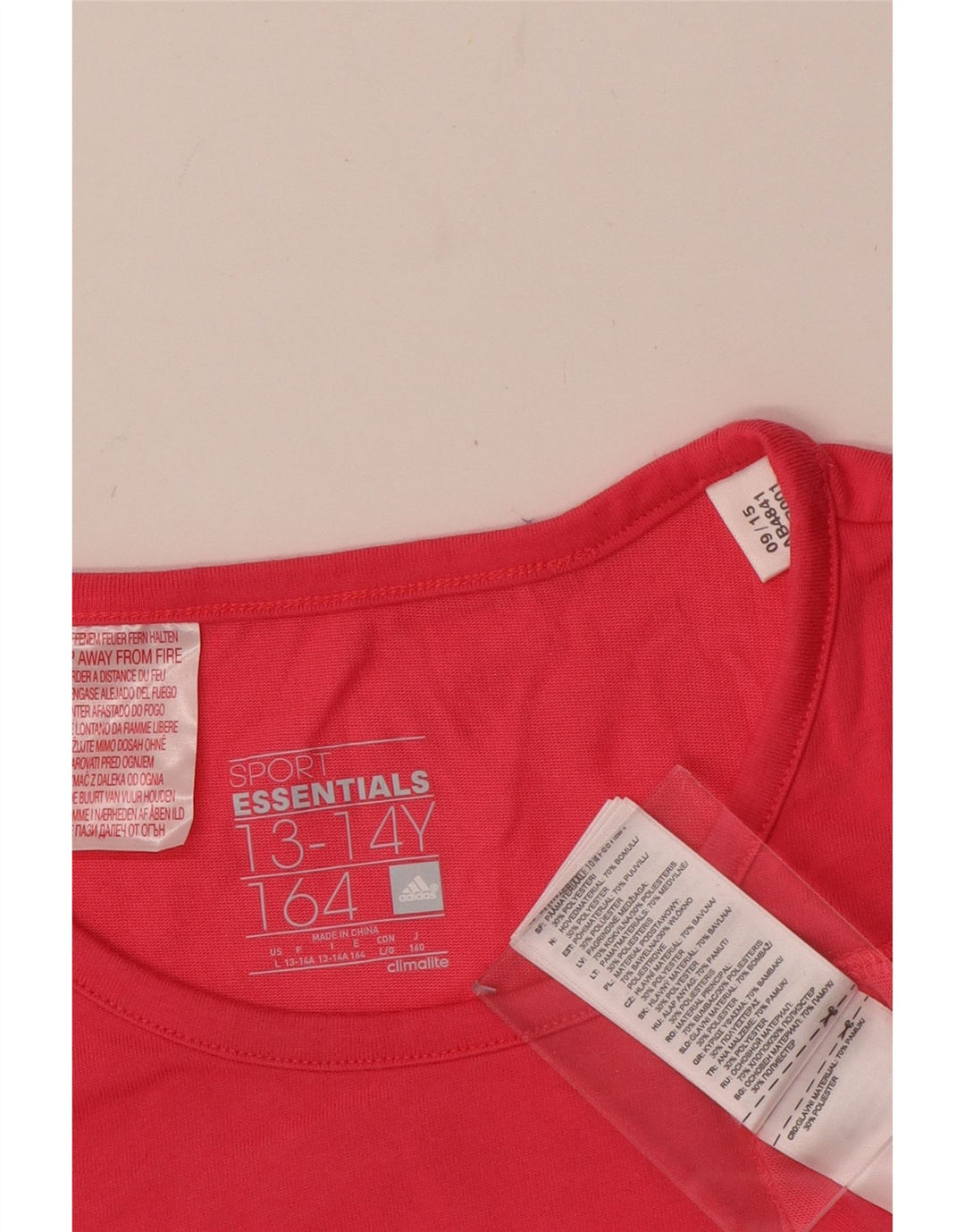 Dziewczęca koszulka ADIDAS Climalite z grafiką, 13-14 lat, różowa, bawełniana