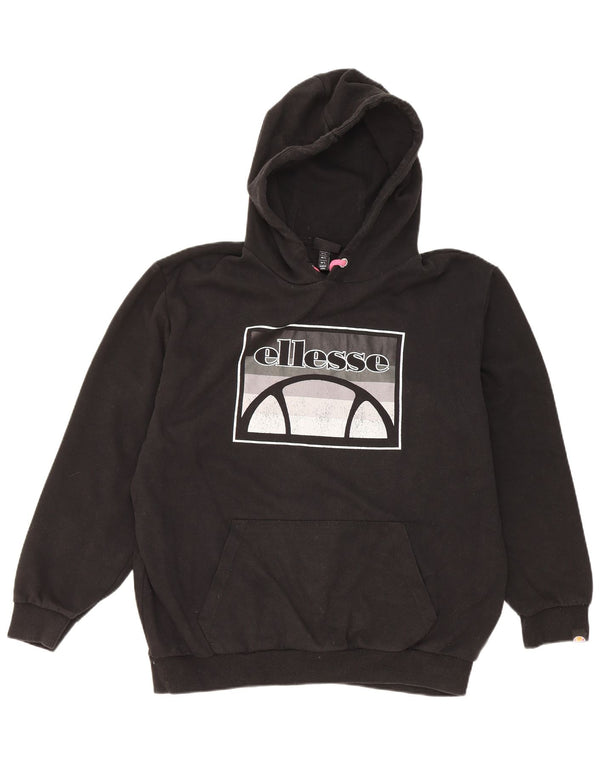 Damski sweter z kapturem Ellesse Graphic Oversize UK 16, duży, czarny, bawełniany
