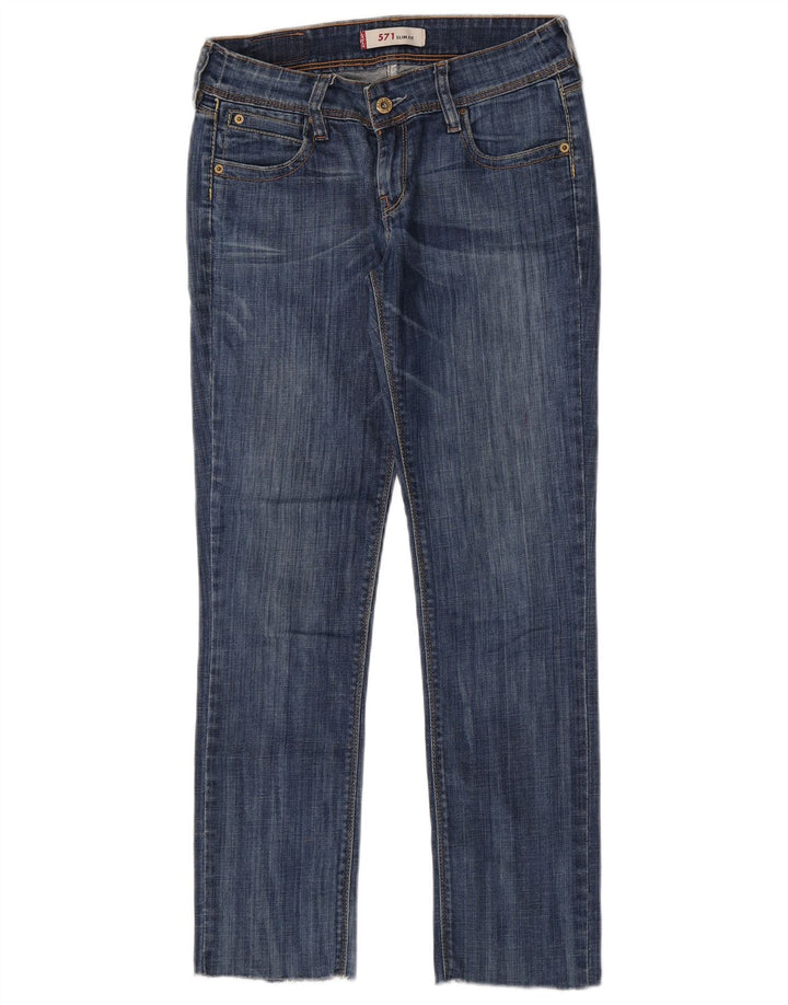 Damskie jeansy Levi's 571 Slim W30 L28 Niebieskie bawełniane