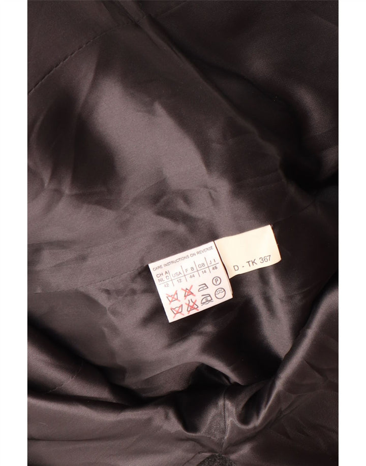 MARELLA Damski płaszcz dwurzędowy UK 14, duży, szary, z dziewiczej wełny